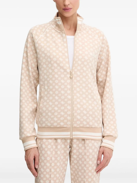  Guess Usa Zip-up Patterned Sweatshirt - Neutrals 