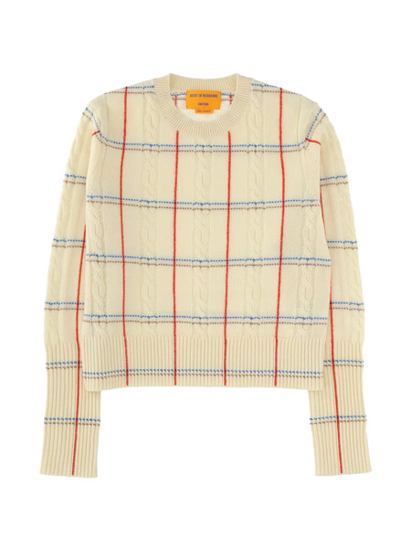  Guest In Residence Cable-knit Plaid Sweater - Neutrals 