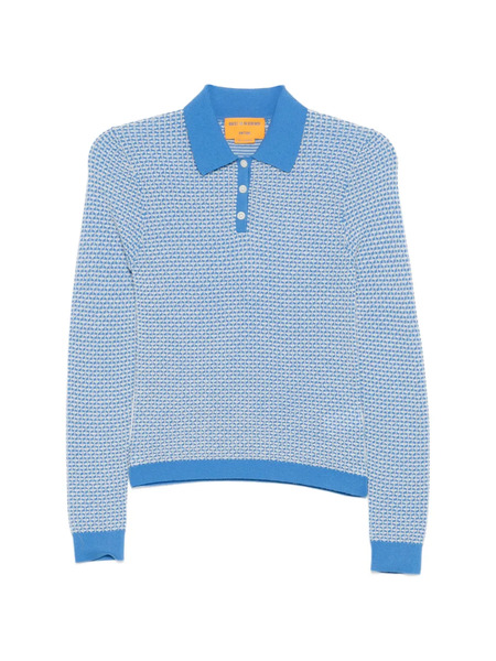  Guest In Residence Piquet L/s Patterned Polo Shirt - Blue 