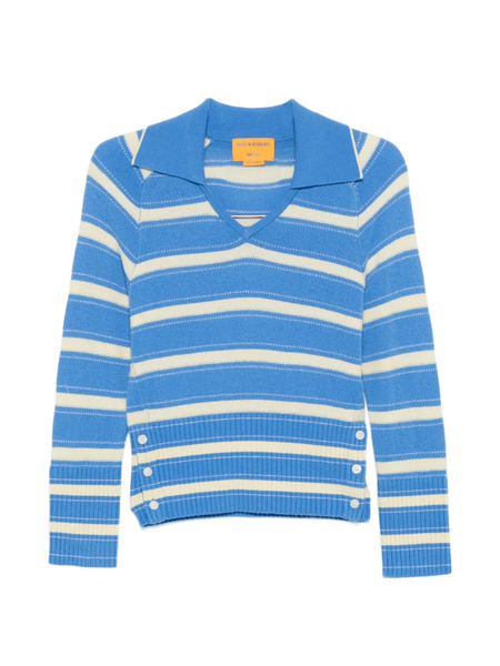  Guest In Residence Port Button Striped Sweater - Blue 