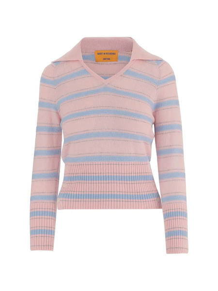  Guest In Residence Port V-neck Striped Sweater - Pink 