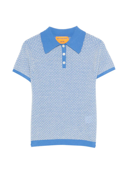  Guest In Residence Shrunken Pique Polo Top - Blue 