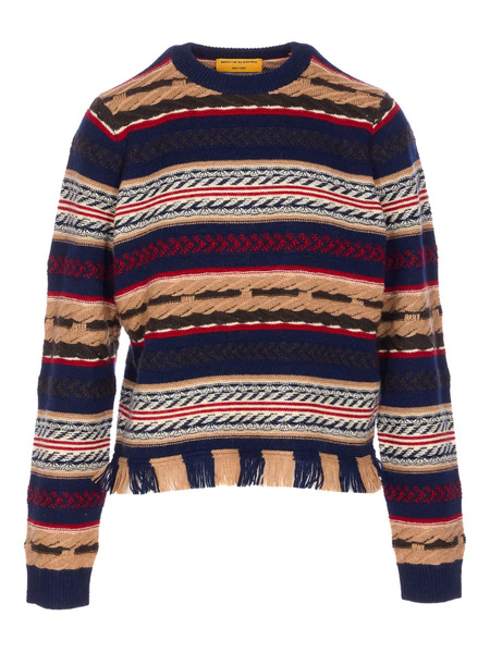  Guest In Residence Striped Fringed Sweater - Blue 
