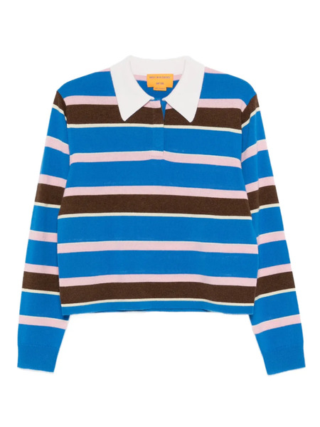  Guest In Residence Striped Polo Top - Blue 