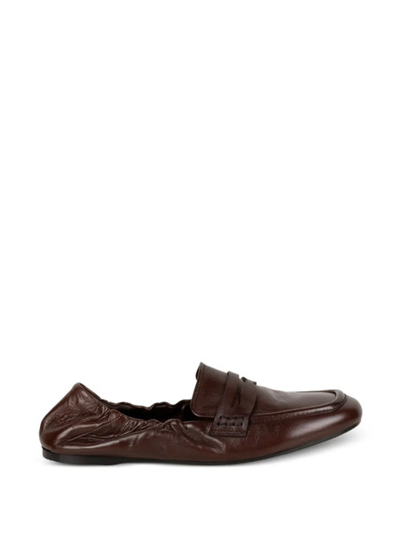  Guglielmo Rotta Gathered Leather Loafers - Brown 