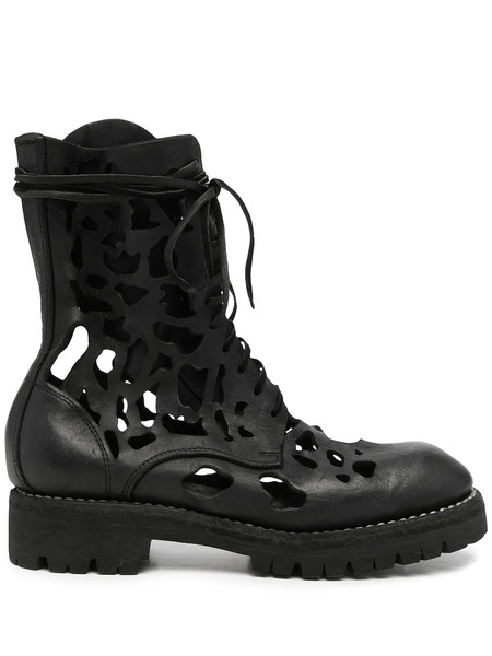  Guidi Cut-out Lace-up Boots - Black 