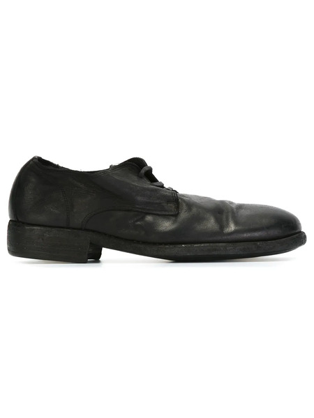  Guidi Distressed Derby Shoes - Black 