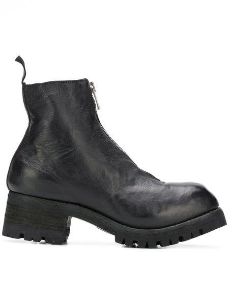  Guidi Front Zip Ankle Boots - Black 