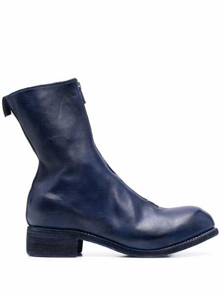  Guidi Front-zip Round-toe Boots - Blue 