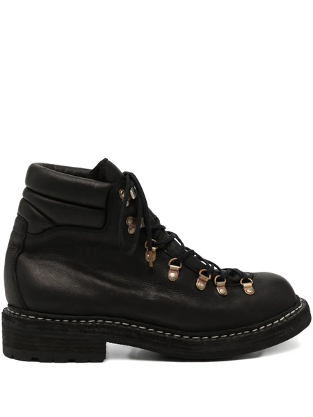  Guidi Lace-fastening Ankle Boots - Black 
