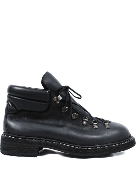  Guidi Lace-up Full-grain Leather Ankle Boots - Black 