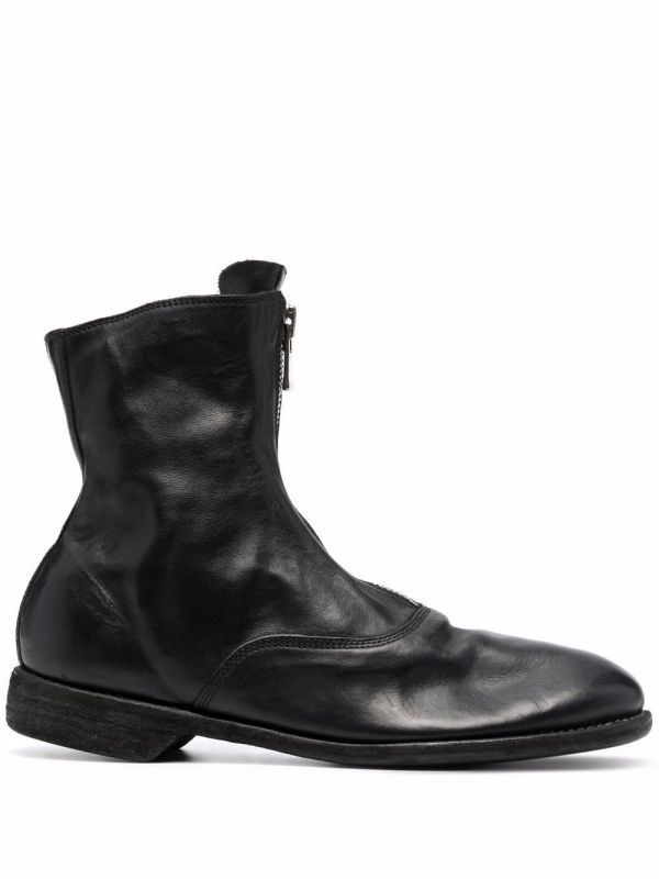  Guidi Leather Zip-front Ankle Boots - Black 