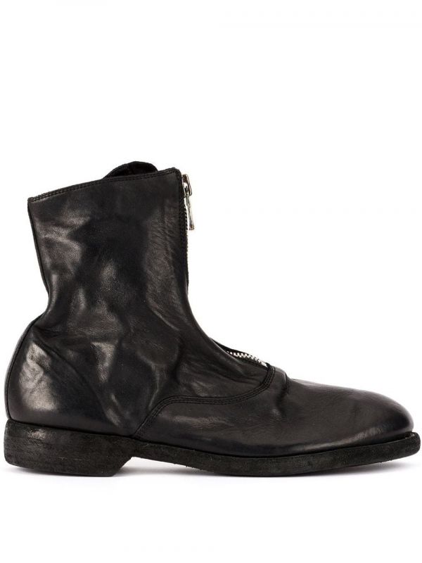  Guidi Soft Zip Front Ankle Boots - Black 