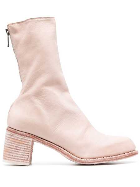  Guidi Stack-heel Leather Ankle Boots - Pink 