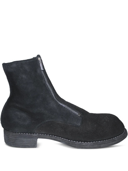  Guidi Zip-front Suede Boots - Black 
