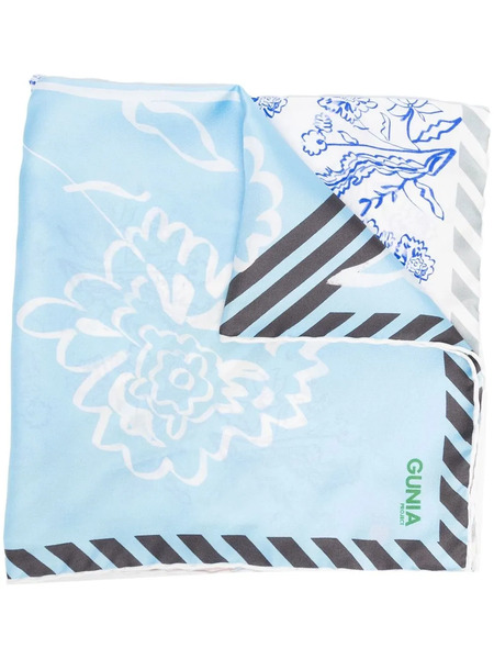  Gunia Project Patchwork Floral-print Silk Scarf - Blue 