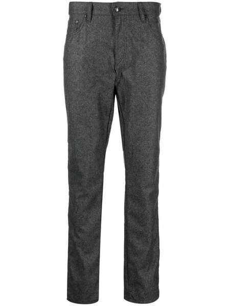  Hackett Flannel Logo-patch Straight-leg Trousers - Grey 