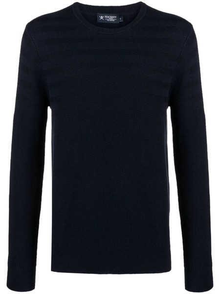  Hackett Herringbone Cotton Jumper - Blue 