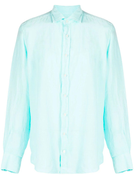  Hackett Logo-embroidered Linen Shirt - Blue 
