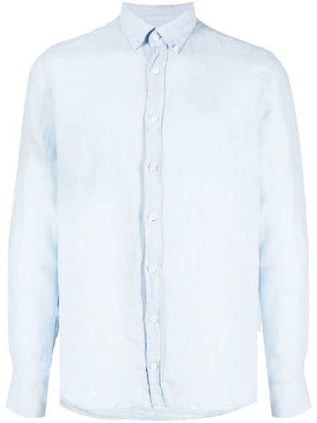  Hackett Logo-embroidered Ramie Shirt - Blue 