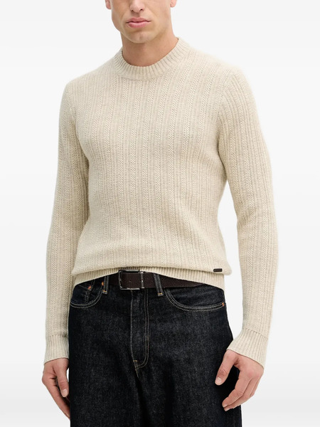  Hackett Ribbed Crew-neck Sweater - Neutrals 