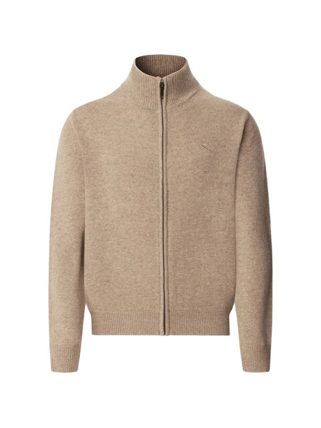  Hackett Zip Ribbed Knit Cardigan - Neutrals 