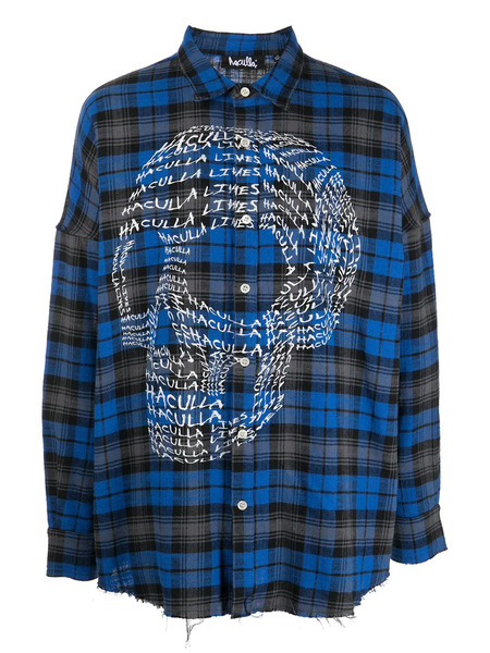  Haculla Check-print Skull Shirt - Blue 