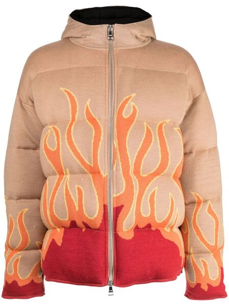  Haculla Flame-print Knitted Puffer Jacket - Brown 