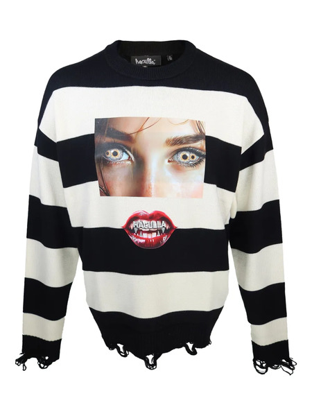  Haculla Frayed Striped Jumper - Black 