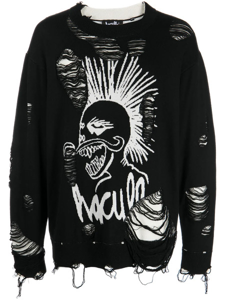  Haculla Logo-knit Distressed Jumper - Black 