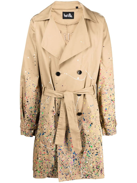  Haculla Paint Splatter Trench Coat - Brown 