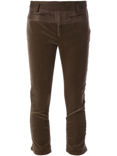  Haider Ackermann Velour Effect Cropped Trousers - Brown 