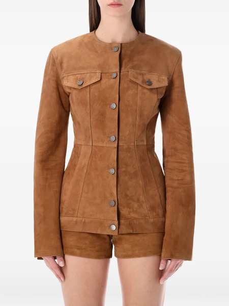  Haikure Buttoned Suede Jacket - Brown 