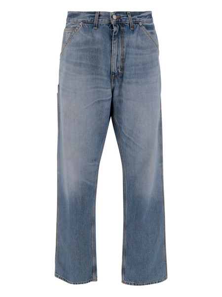  Haikure Contrast-stitching Cotton Jeans - Blue 