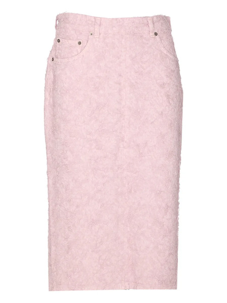  Haikure Lace Denim Midi Skirt - Pink 