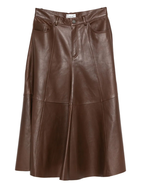  Haikure Serenity Leather Midi Skirt - Brown 