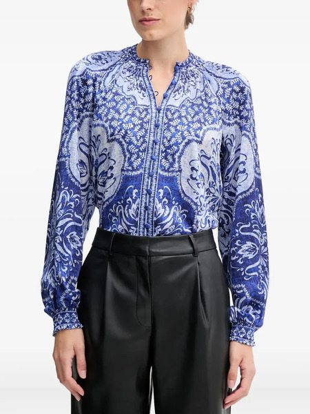  Hale Bob Marianna Printed Button Top - Blue 