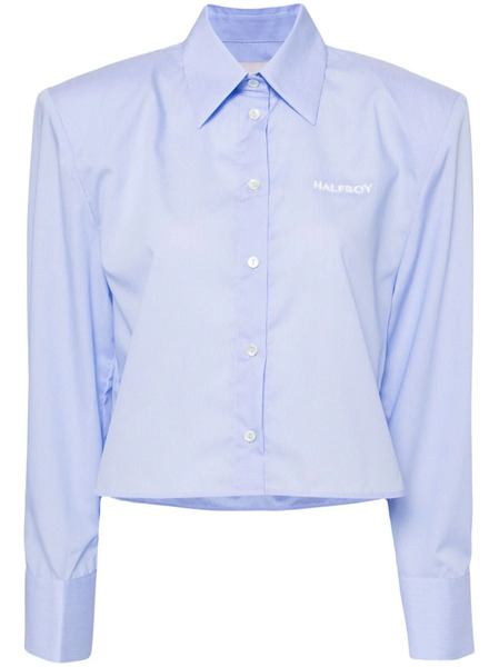  Halfboy Logo-embroidered Cotton Shirt - Blue 