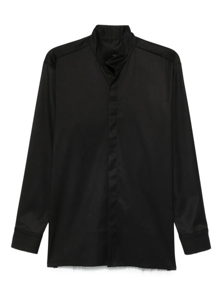  Hamza Frayed-hem Mandarin-collar Shirt - Black 