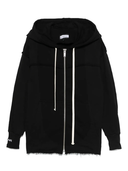  Hamza Frayed Zip-up Hoodie - Black 