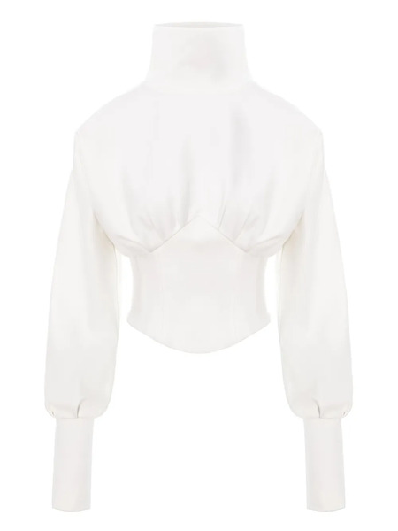  Hamza Nice Turtleneck Lace-up Top - White 