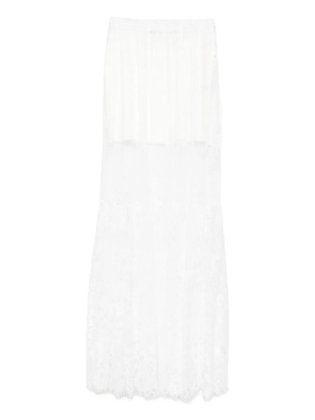  Hamza Snowflake Lace-panelled Maxi Straight Skirt - White 