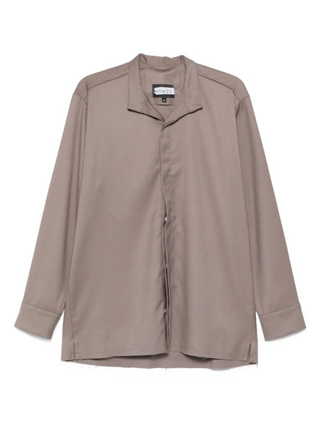  Hamza Thom Frayed-hem Collared Shirt - Neutrals 