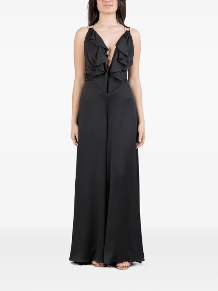  Hanita Ruffle-detail Split-leg Jumpsuit - Black 