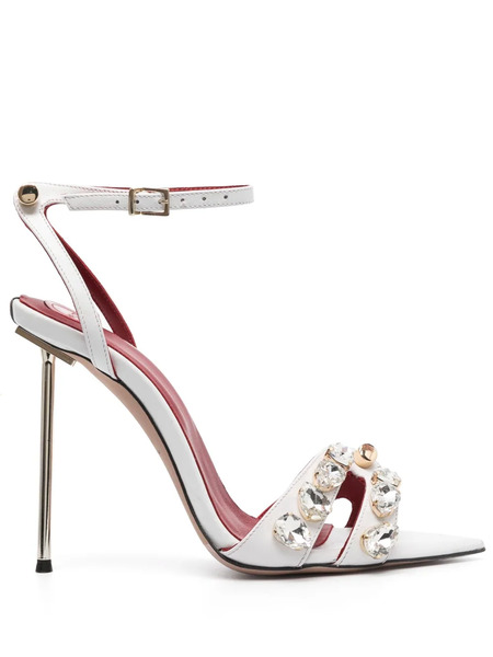  Hardot Booty 120mm Crystal-embellished Sandals - White 