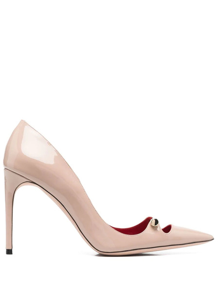  Hardot 90mm Bar-detail Patent Leather Pumps - Neutrals 