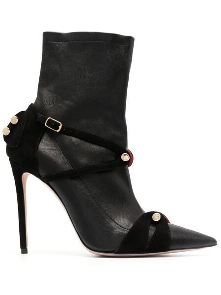  Hardot Pointed Leather Ankle Boots - Black 