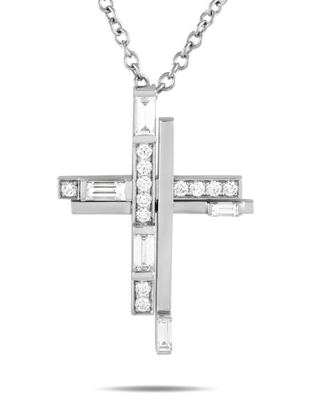  Harry Winston Pre-owned Platinum Diamond Cross-pendant Necklace - Silver 