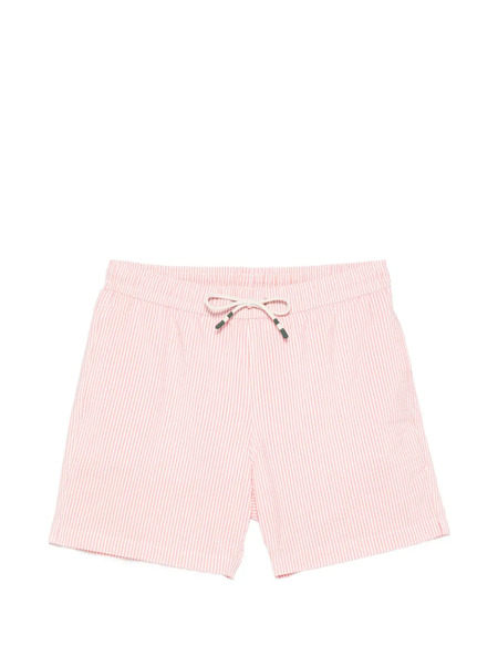  Hartford Seersucker Striped-print Swim Shorts - Red 