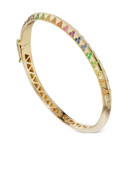  Harwell Godfrey 18k Yellow Gold Knife Edge Rainbow Multi-stone Bangle 